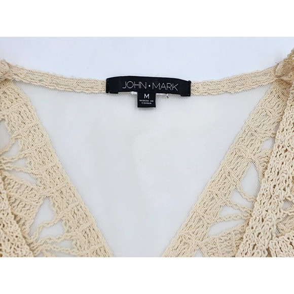 John Mark Anthropologie Boho Long Embroidered Sheer Kimono Duster Size M - Picture 8 of 13